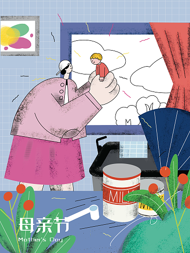 原创母亲节母婴用品手绘海报