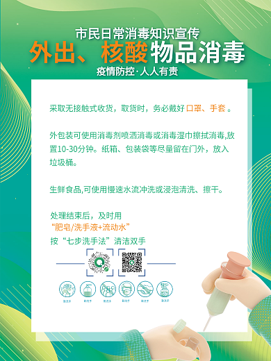 简约防疫疫情期间消毒知识指南宣传套图海报