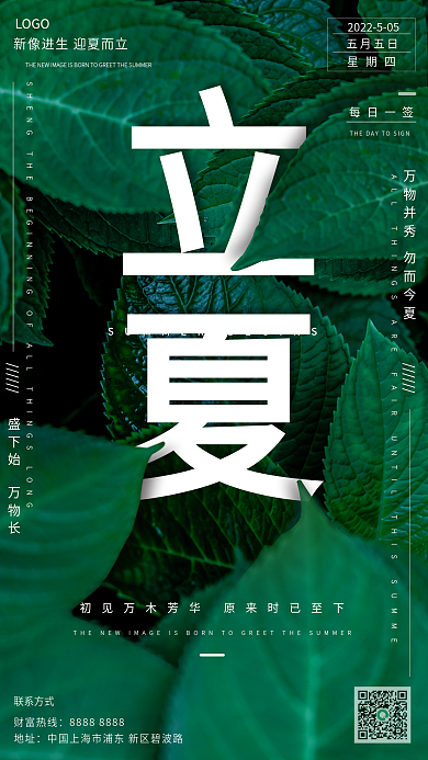 简约小清新节日二十四节气立夏节气宣传海报