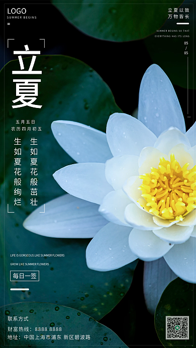 简约小清新二十四传统节气立夏海报