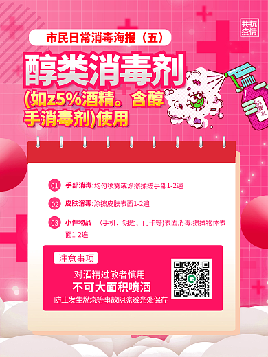 小清新疫情期间消毒套图海报