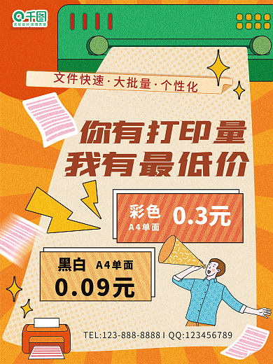 广告印刷图文数码打印店设计海报