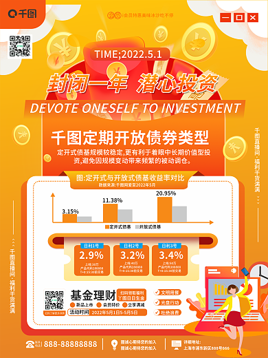 金融一年定期封闭债券基金营销海报