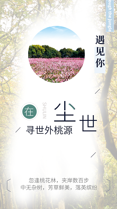 简约小清新遇见你寻世外桃源树林海报