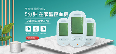 大气简约免调码快捷易用血糖仪banner海报