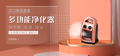 粉色电商除甲醛加湿加湿器海报