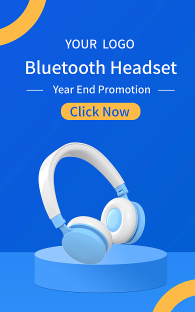 蓝色简约海报耳机banner