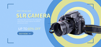 跨境电商60OFFUPTO单反相机简约banner
