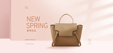 淘宝简约春季新品潮流来袭手提包banner海报
