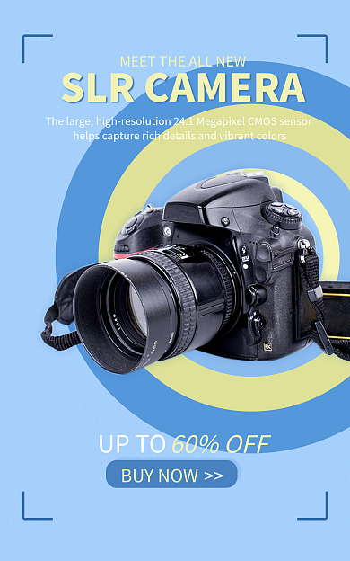 跨境电商60OFFUPTO单反相机简约banner