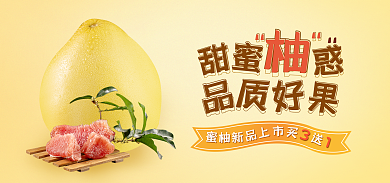 蜜柚子鲜果水果小清新广告图