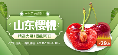 樱桃车厘子精选大果酸甜可口banner海报