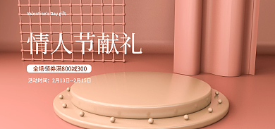 banner情人节情人节献礼活动时间护肤鞋帽美妆海