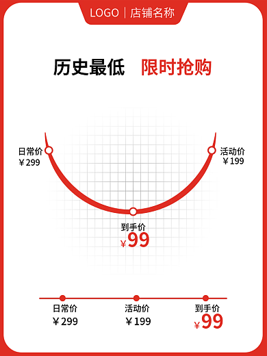 价格曲线299限时抢购电商主图