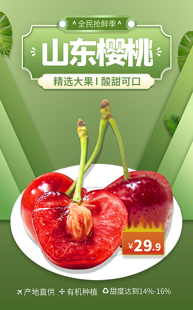 樱桃车厘子精选大果酸甜可口banner海报