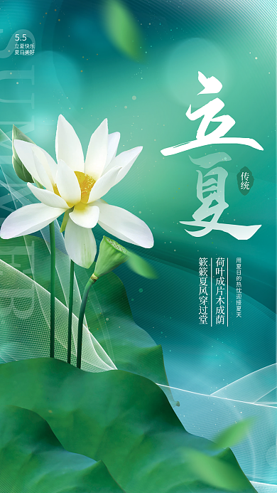 创意简约立夏快乐夏日美好节气传统节日海报