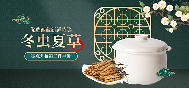 医疗保健冬虫夏草中国风banner