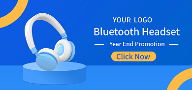 蓝色简约海报耳机banner