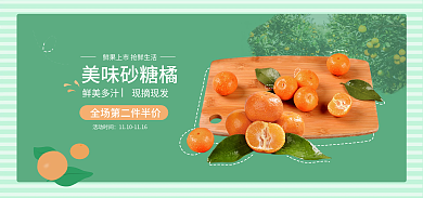 水果砂糖美味砂糖橘活动时间简约绿色手绘风