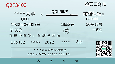 毕业季大学海报毕业车票
