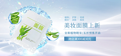 小清新美妆植物精华年货节面膜海报