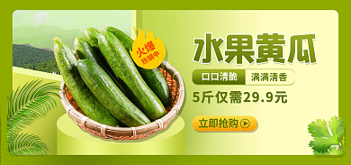 水果黄瓜水果黄瓜口口清脆蔬菜海报价签banner