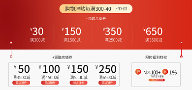 红色大气上不封促销优惠券海报