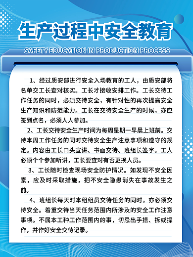工地安全书面交待班组长签字制度牌海报