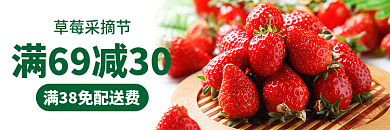 年货节过年草莓采摘节饿了么美团外卖店招主图