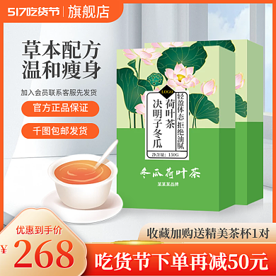 电商主图包邮发货草本配方冬瓜荷叶茶饮品