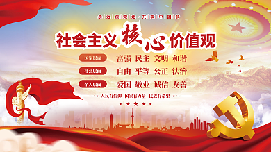 党建风国家层面社会层面社会主义核心价值观党史展板