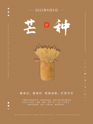 二十四节气芒种传统佳节海报