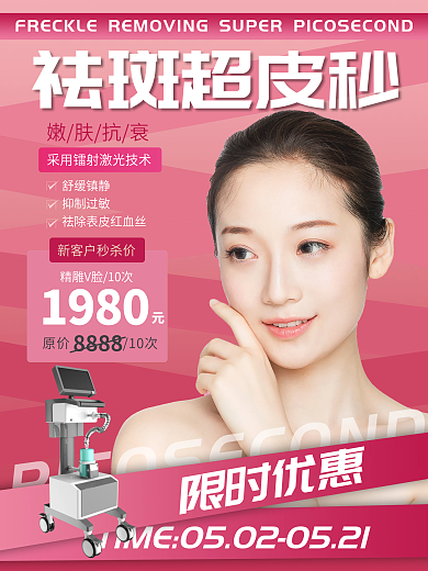 医美产品祛斑超皮秒限时优惠宣传海报