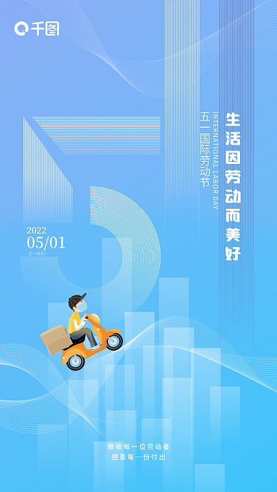 简约五一国际劳动节20220501节日海报