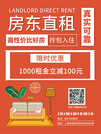 毕业租房电话地址海报