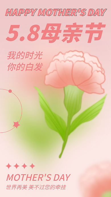 粉色梦幻我的时光你的白发母亲节海报