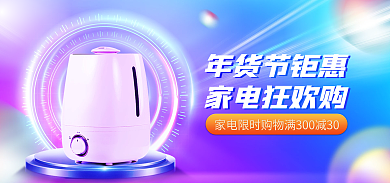 年货节春节年货节钜惠家电狂欢购元旦电商首页海报活动页
