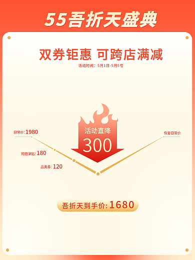 电商淘宝活动时间活动直降节降价优惠券促销活动主图