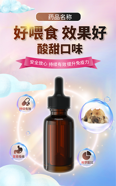 狗狗宠物用品药品名称持续有效节日海报