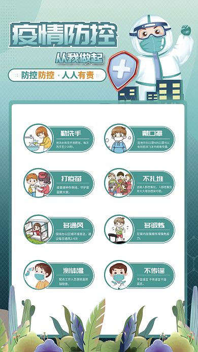 疫情防控指南宣传公益抗疫科学防疫海报