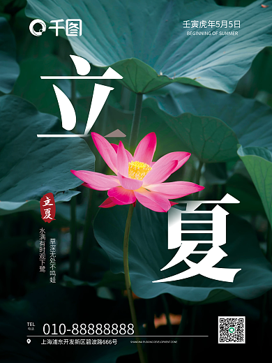 时尚简约TEL电话立夏气节海报