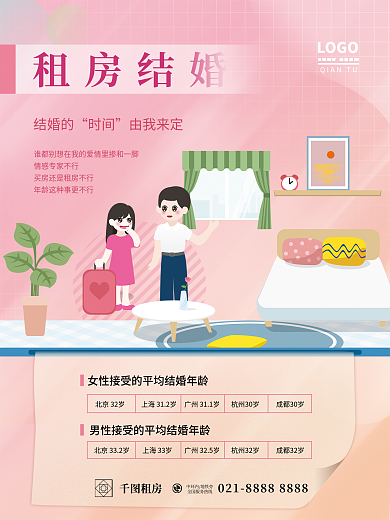 扁平风租房调研海报3