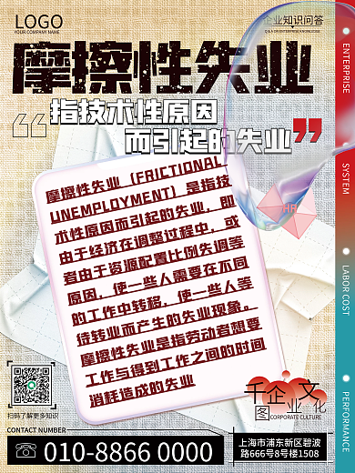 hr公司摩擦性失业是指技展板海报