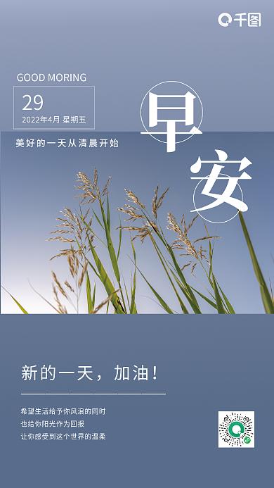 小清新简约29新的一天励志朋友圈日签图