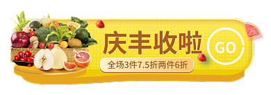 橙色风格庆丰收啦GO购物节胶囊banner