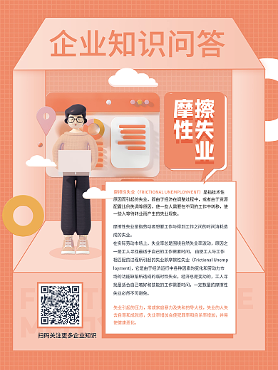 简约风摩擦性失业失业的人失制度企业文化系列海报4