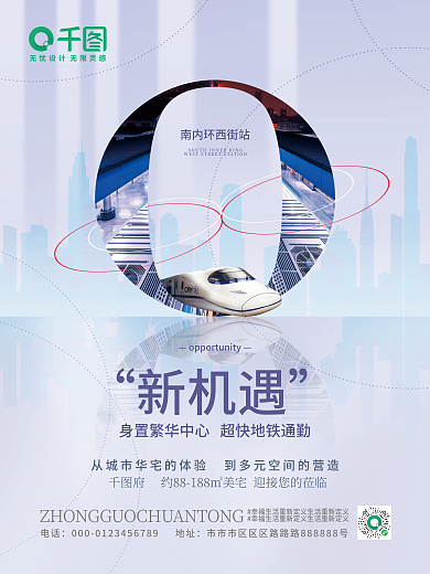 简约地产新机遇电话配套环境特征海报