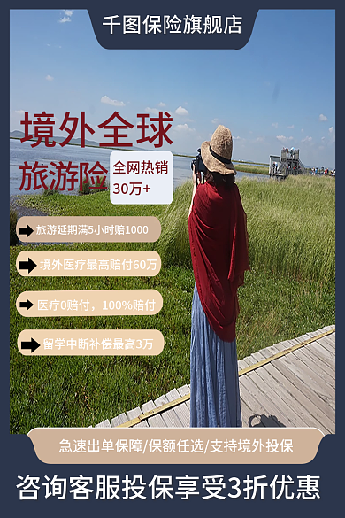 简约风30万全网热销旅游险促销活动主图