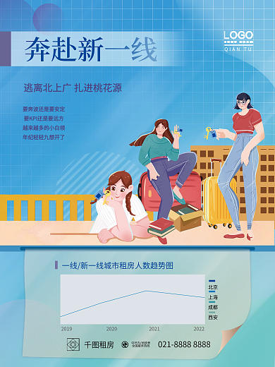 扁平风租房调研海报4