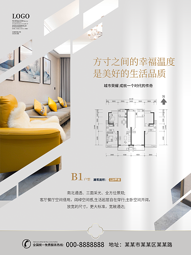 地产宣传户型B1价值点海报